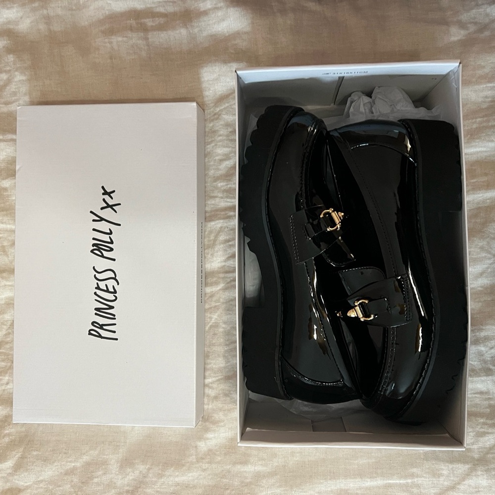 Princess Polly Glossy Black Loafers